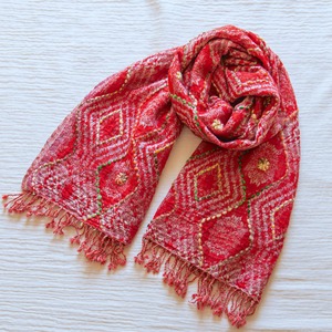 カシミール産 刺繍 ウールストール 0012