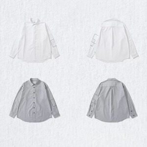 Patch detail button-up shirt 1319