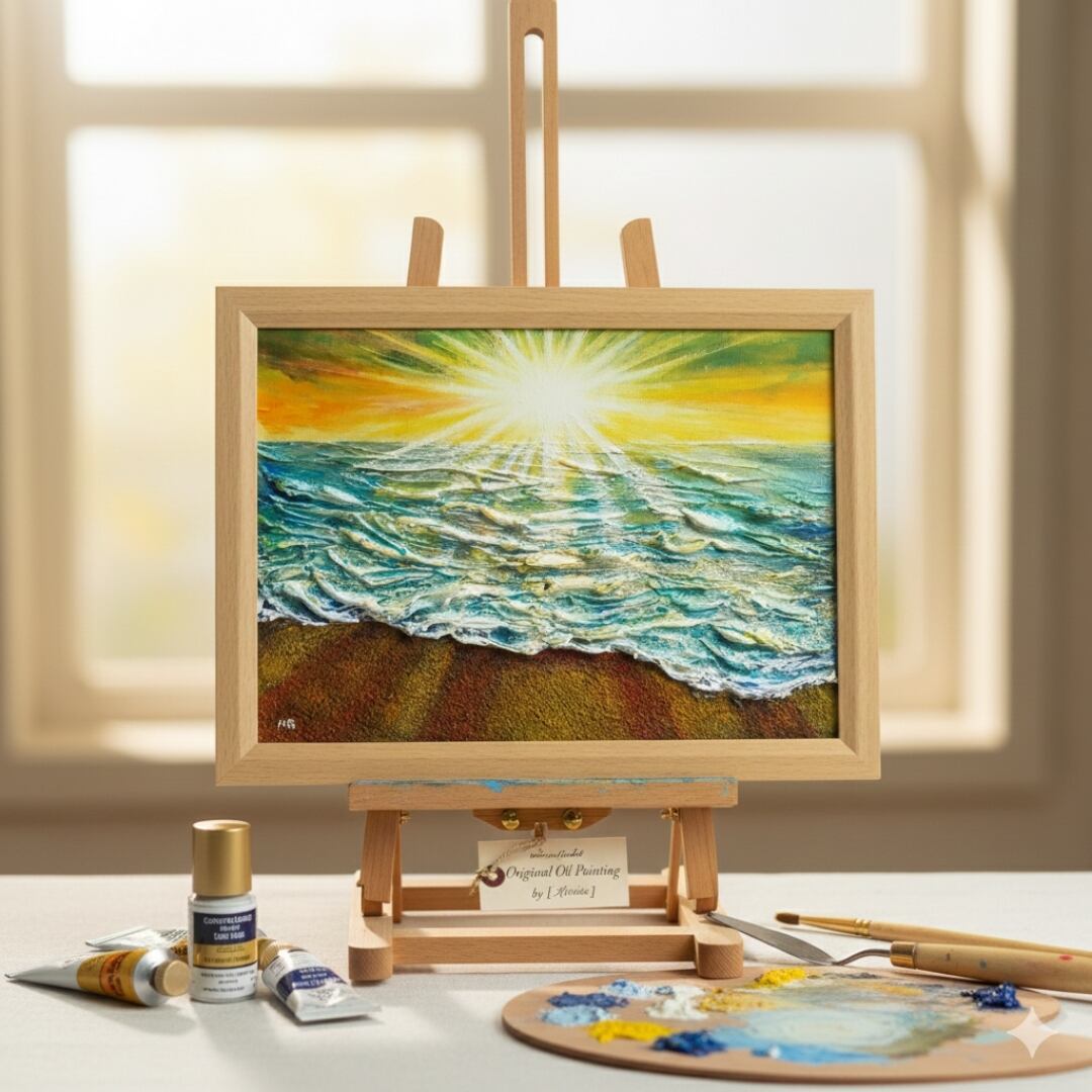 油絵 油彩 油彩画 絵 絵画【ミモザの道】 | HIROSHI1990