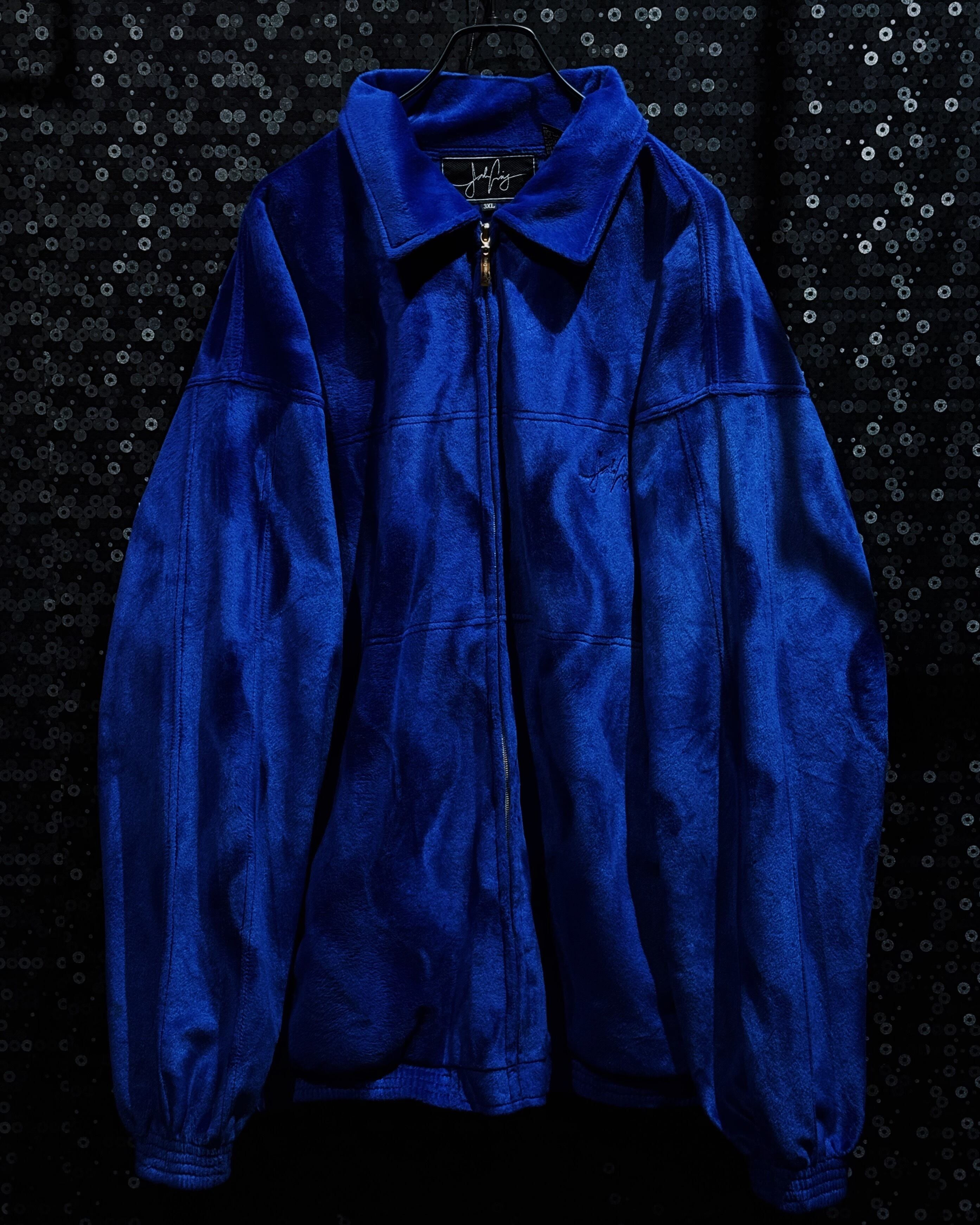【ÆIEM】"JORDAN"vintage Blue Velour Track Jacket Gold Zip Model
