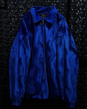 【ÆIEM】"JORDAN"vintage Blue Velour Track Jacket Gold Zip Model