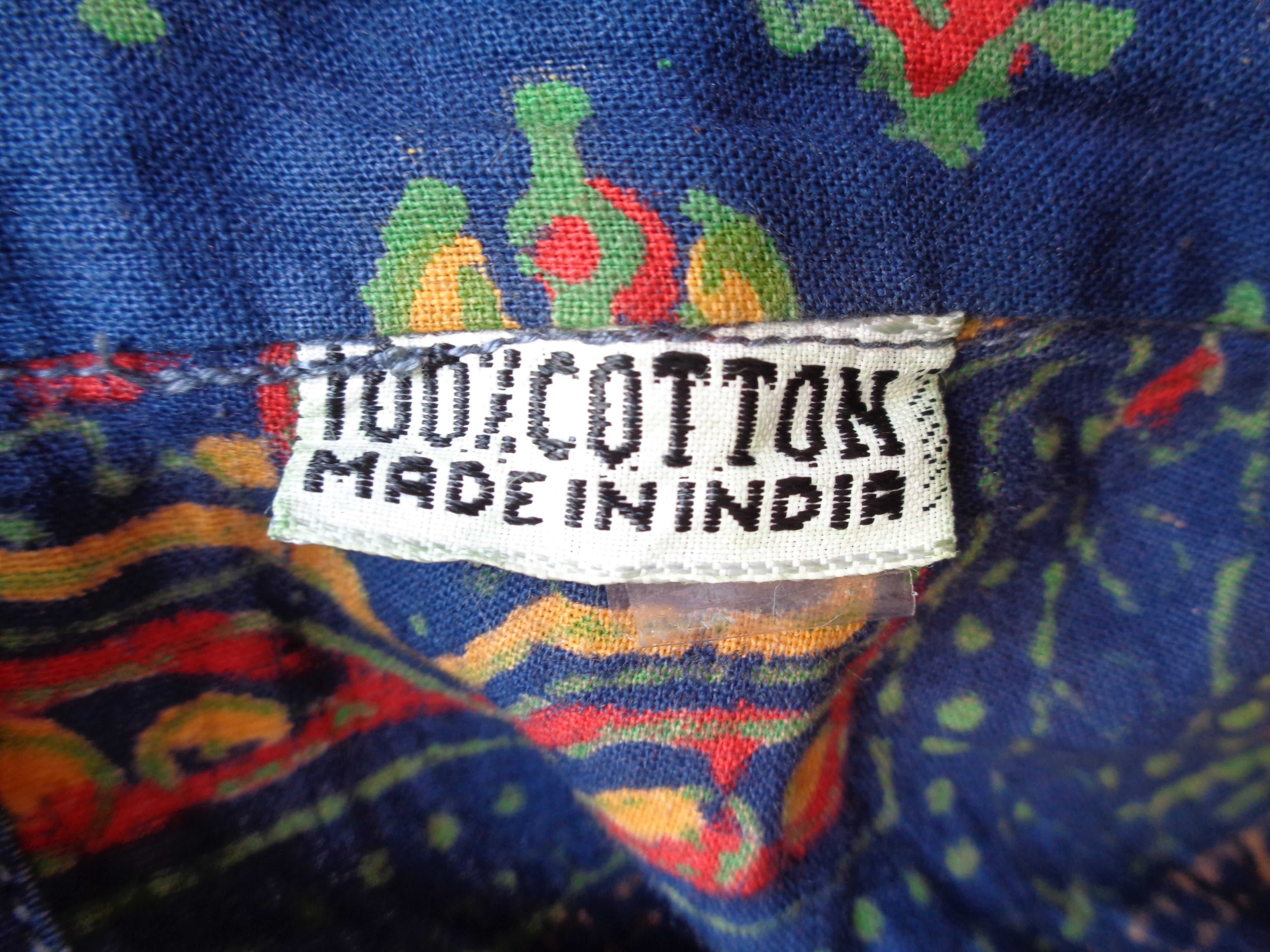 Indian cotton handblockprint wrapskirt／インド綿 ハンドブロック