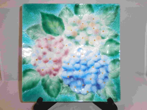 七宝紫陽花飾り皿 cloisonne enamel plate(hydrangea)