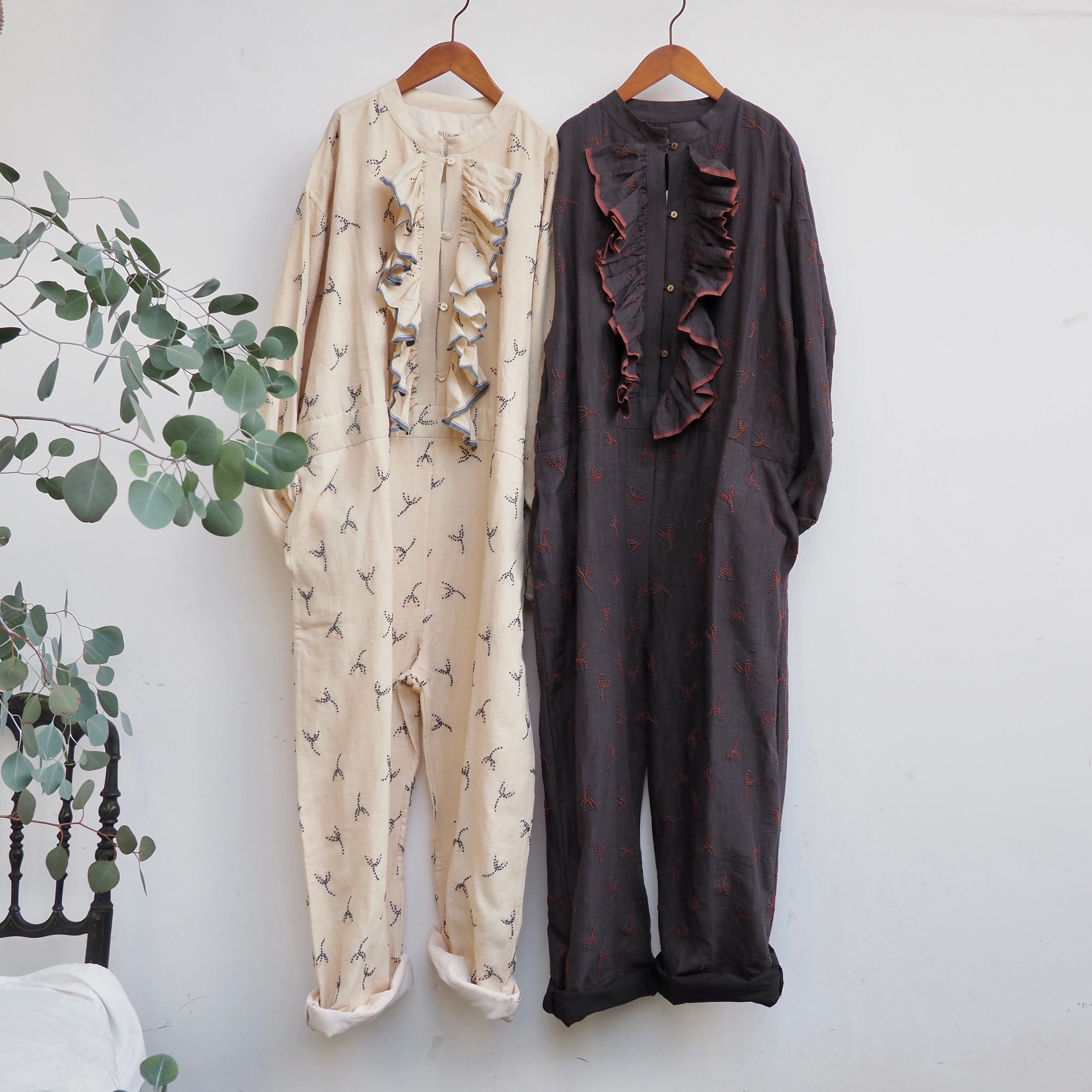 BUNON/Linen Over Jacket /カバーオール (ecru・black)