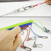 釣り竿 尻手ベルト ロープ付き スパイラルコード ワイヤー入り 290cm セット (ブラック)