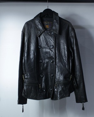 【Caka BLACK】Double Breasted Vintage Loose Leather Jacket