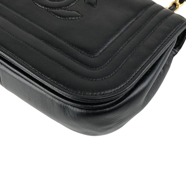 CHANEL シャネル ショルダーバッグ ブラック ココマーク ラムレザー チェーン vintage ヴィンテージ オールド p4crvh