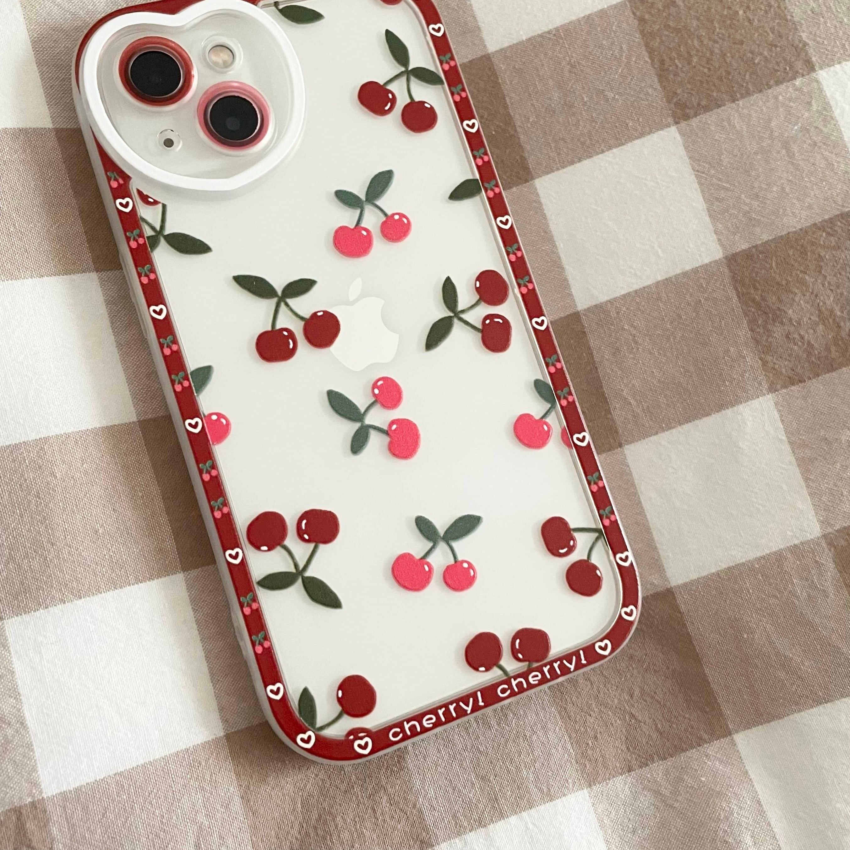 真っ赤なチェリー❤︎両面かわいい 透明ケース スマホカバー