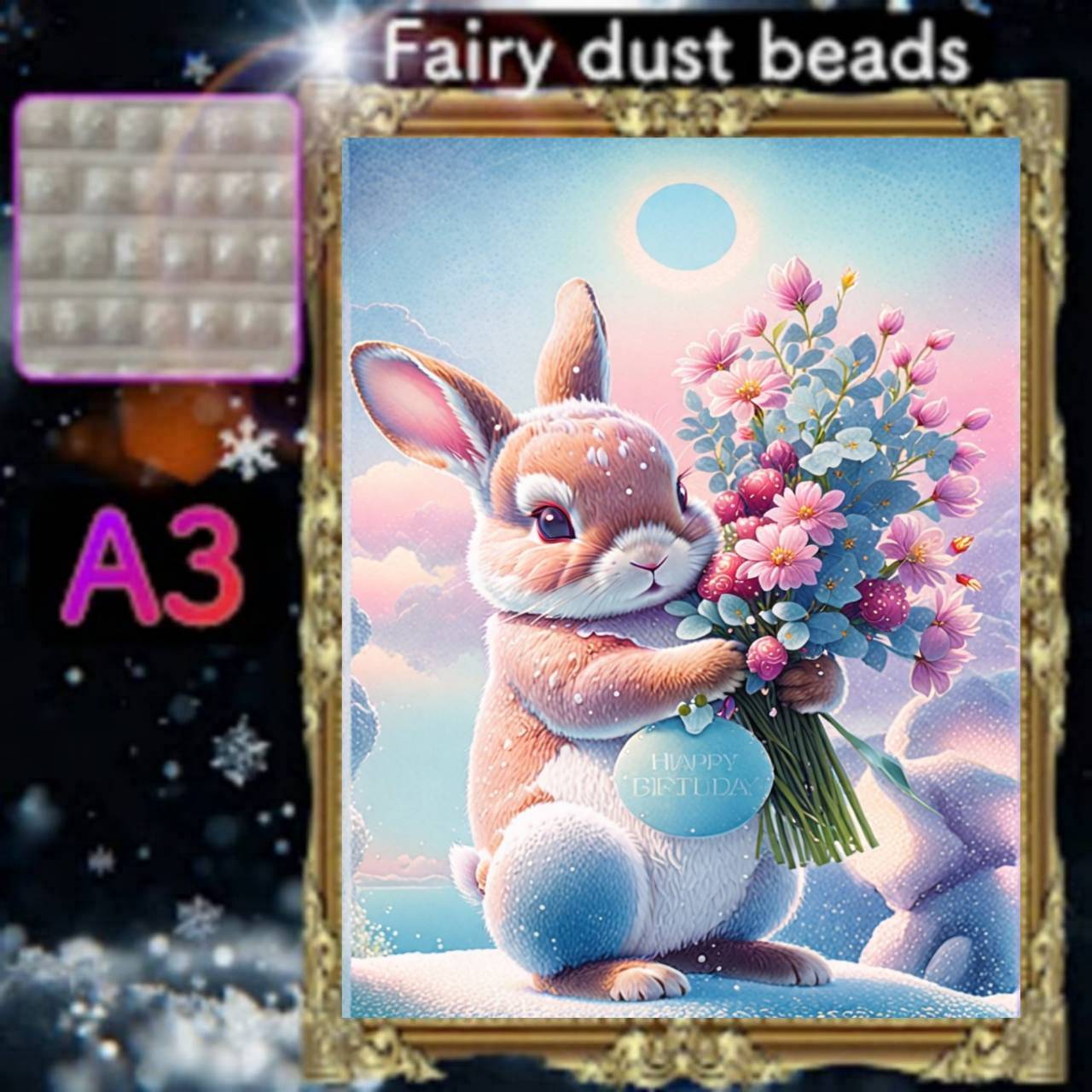 四角ビーズ(fairy1~3色入り)【fairydust-600】A3サイズ☆ダイヤモンドアート