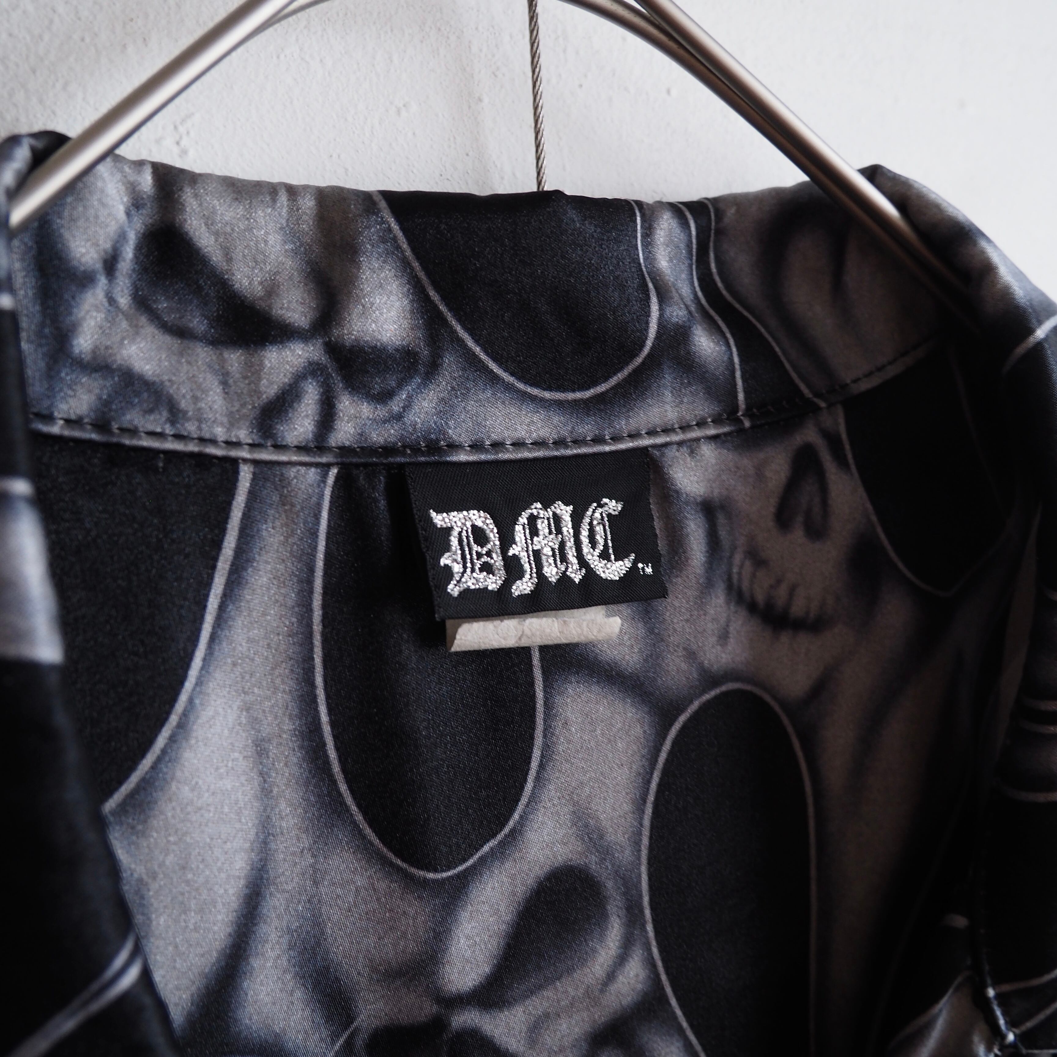 1990s Skull flame Design vintage loose SS Open collar shirt (made inUsa)