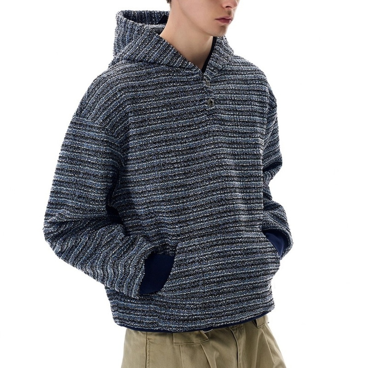 Long Sleeve Tweed-like Pullover Hip-length Parka ◇2color H0894