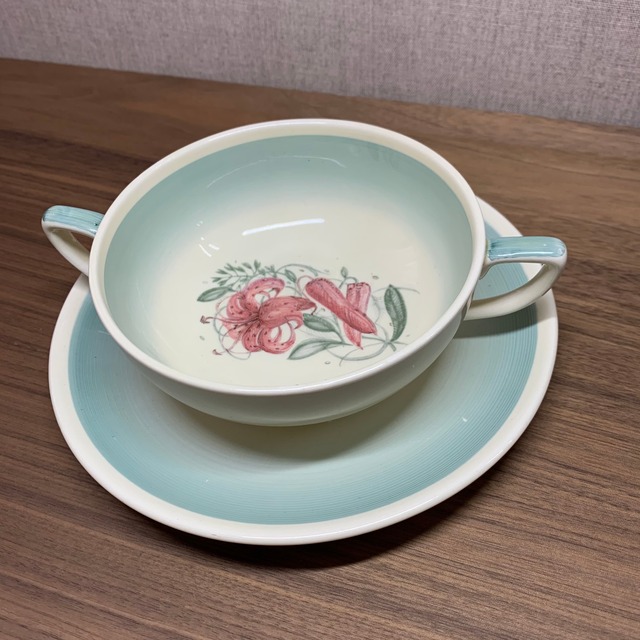 スージークーパー「タイガーリリー スープカップ(グリーン)」イギリス製 ヴィンテージ susie cooper B