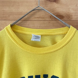 【GILDAN】カレッジ ミシガン大学 MICHIGAN プリントTシャツ アーチロゴ イエロー XL ビッグサイズ us古着