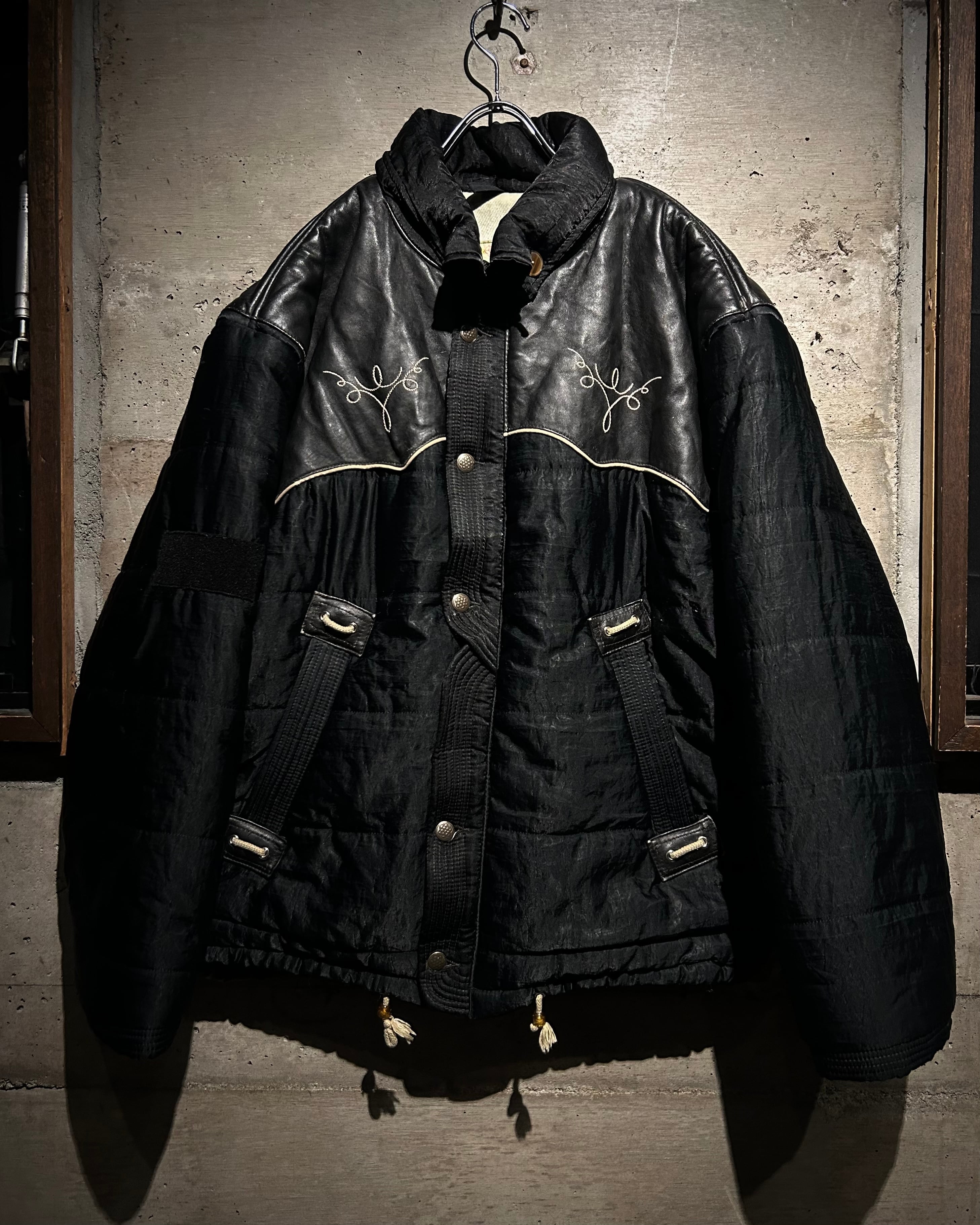 Caka】Western Leather Switching Vintage Padded Jacket | Caka(カカ