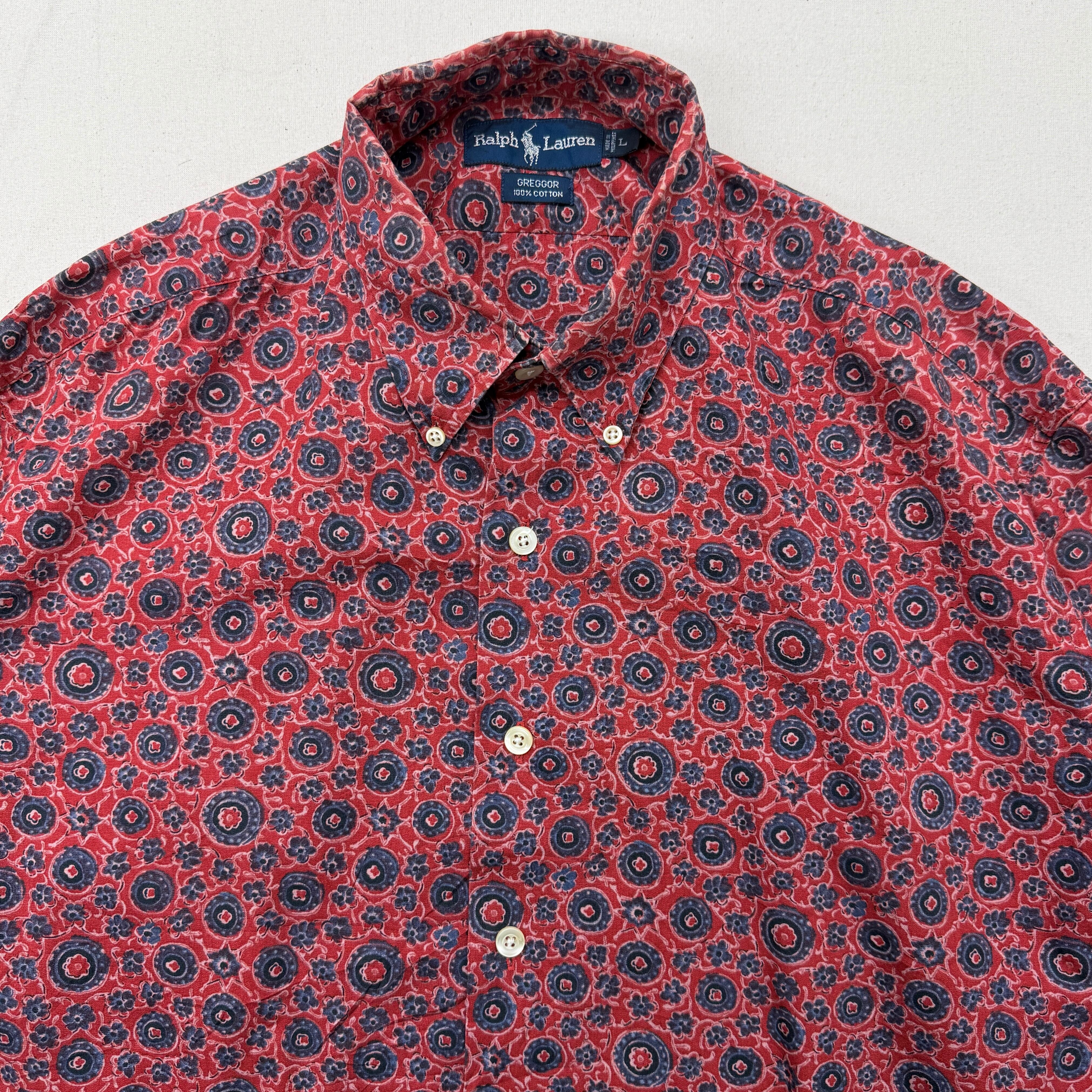 Ralph Lauren GREGGOR 花柄 長袖シャツ Mサイズ Ralph Lauren】 shirt 花柄 ラルフローレン シャツ 総柄 GREGGOR | no