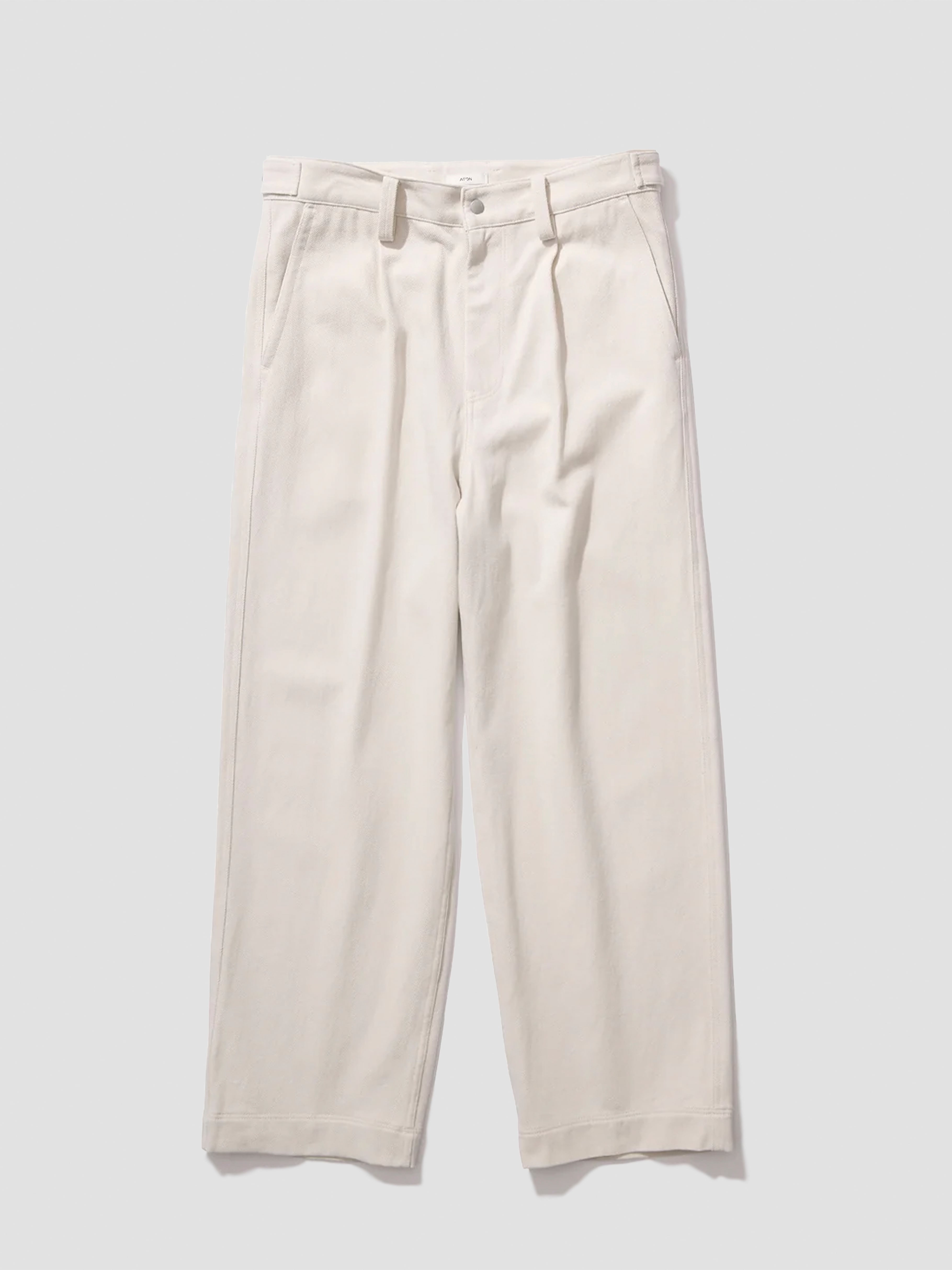 ATON WASHED TWIST COTTON TUCK WIDE PANTS IVORY PRAGLM0104 | BEST