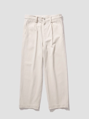 ATON WASHED TWIST COTTON TUCK WIDE PANTS IVORY PRAGLM0104
