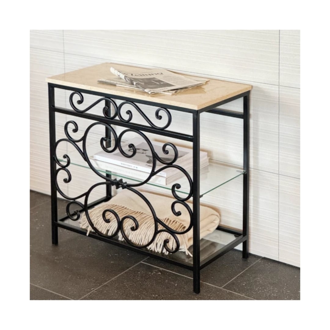 【送料込】ソファサイドテーブル 天然大理石 ロートアイアン クラシック 什器 家具