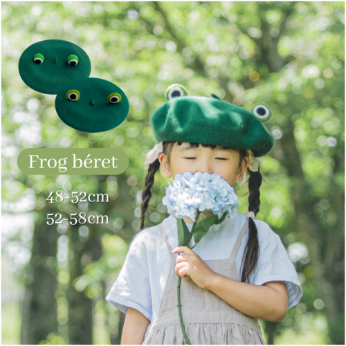 "即納” Frog beret [S/48~52:ML/52~58]: カエル フロッグ 帽子 ベレー