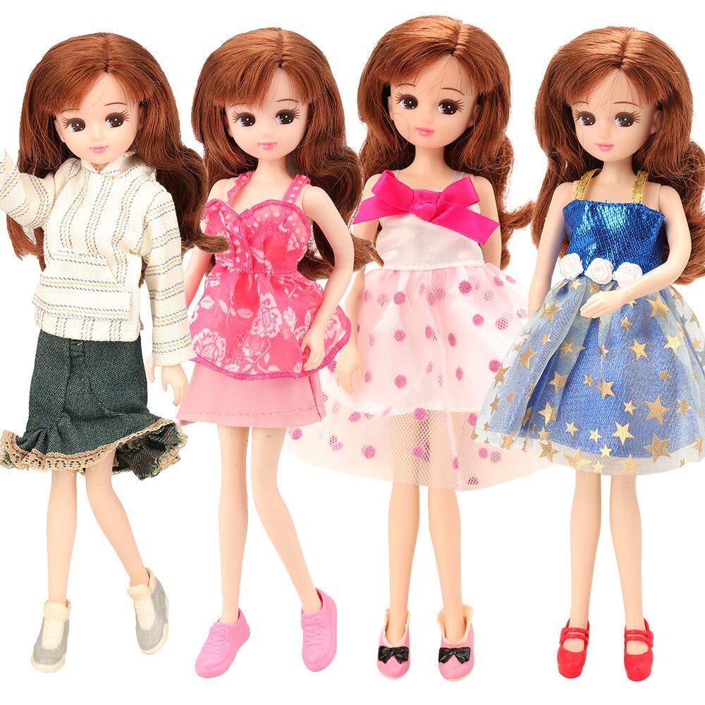 Barwa りかちゃん人形用ドレス 22㎝人形用洋服 6個セット＝3枚服＋3