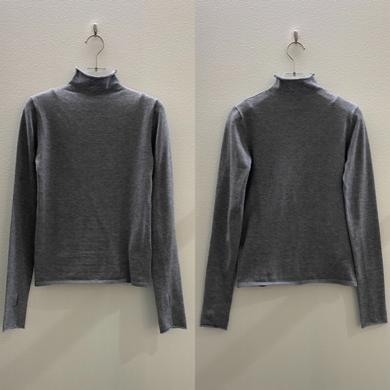 2025くしゅモック指穴knit/グレー