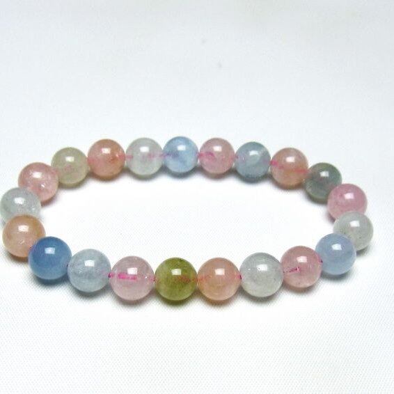 ミックスカラーベリル ブレスレット 9mm 一点物 メール便可 [M便 1/10] 111-48934