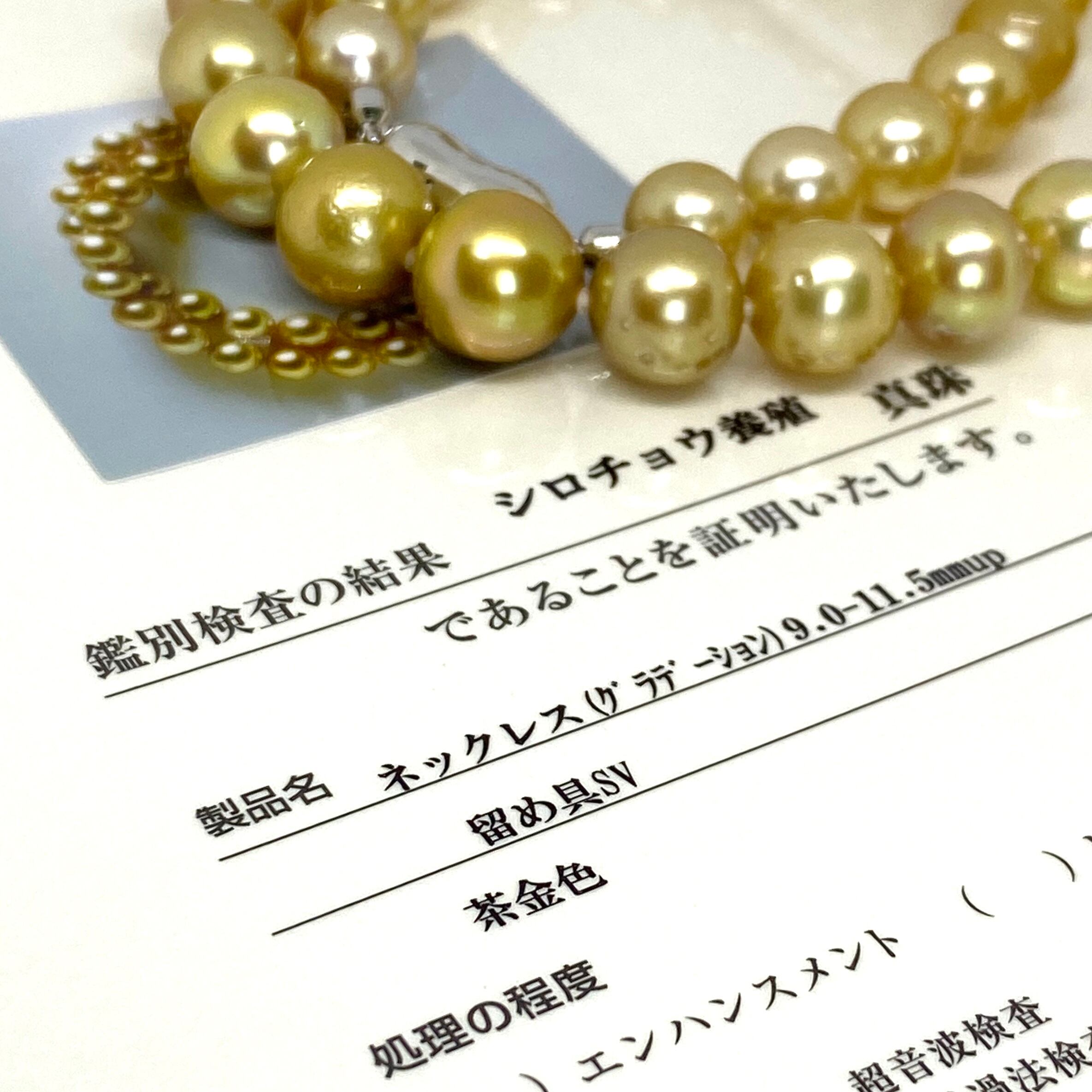 新品【茶金】ゴールデンパール 鑑別書付き シロチョウ真珠 9ミリ