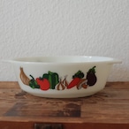 Old pyrex england　オールドパイレックスの野菜柄ミルクガラスキャセロール　イングランド