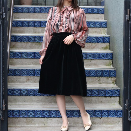 USA VINTAGE KORET VELOUR DESIGN SKIRT/アメリカ古着ベロアデザインスカート