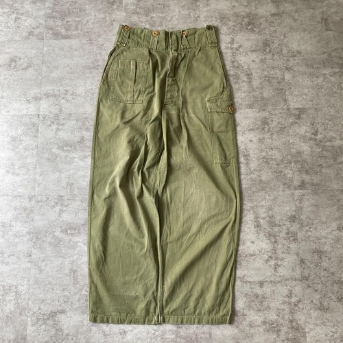 50s ベルギー軍 実物 カーゴパンツ ボタンフライ カーキ