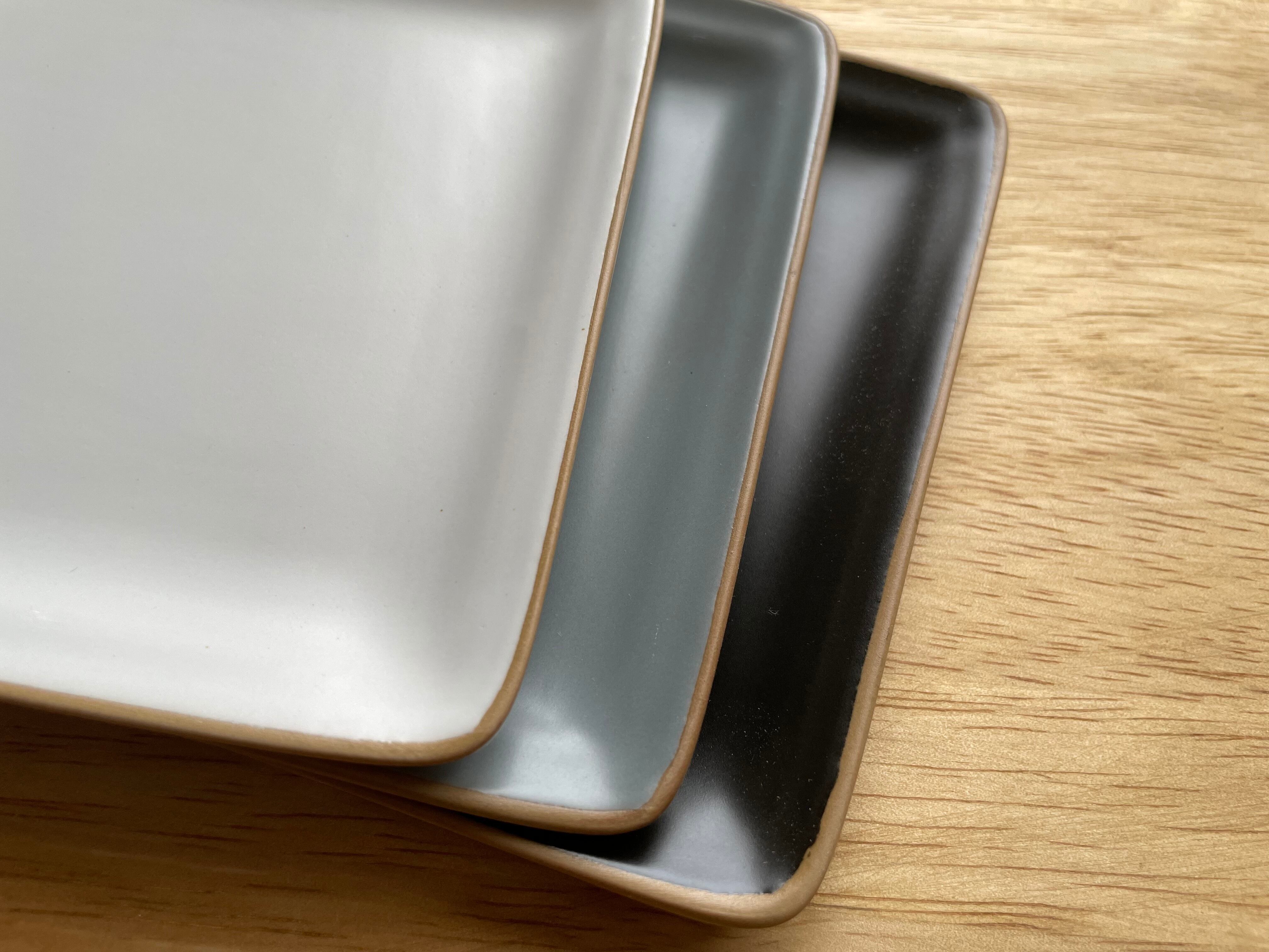 TAMAKI エッジライン カフェごはん　レクタングルプレート皿　長四角　北欧くすみカラー ギフト 全3色