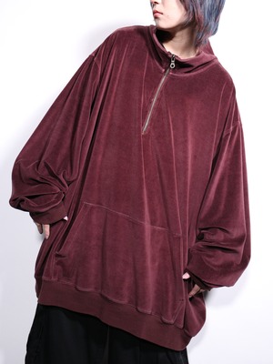 "KING SIZE" XXXL super over silhouette velours half-zip pullover