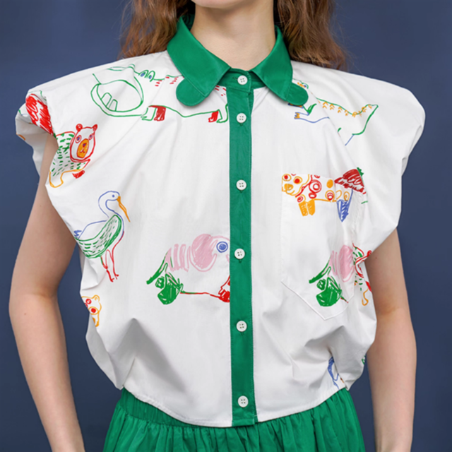 アニマルイラストブラウス　0888