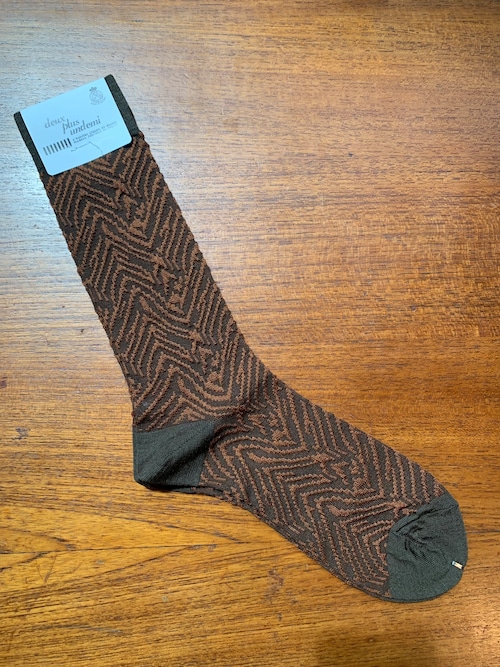 deux plus undemi　TIGER SOCKS (CAMEL/D.BROWN)