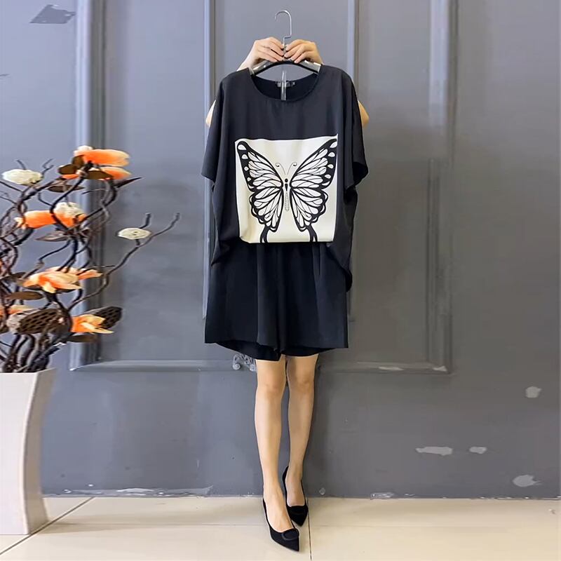 ルーズラウンドネックシャツ サマーコート Tシャツ 大きめサイズ 夏物 Oネック ミックスインファッション26802119943