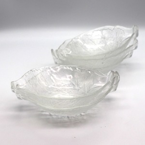 ガラス食器・盛皿・盛鉢・木の葉型・5点セット・No.200926-152・梱包サイズ80