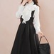 【2点セット】ロングカフラッフルブラウス+タックフレアジャンスカ ・78862