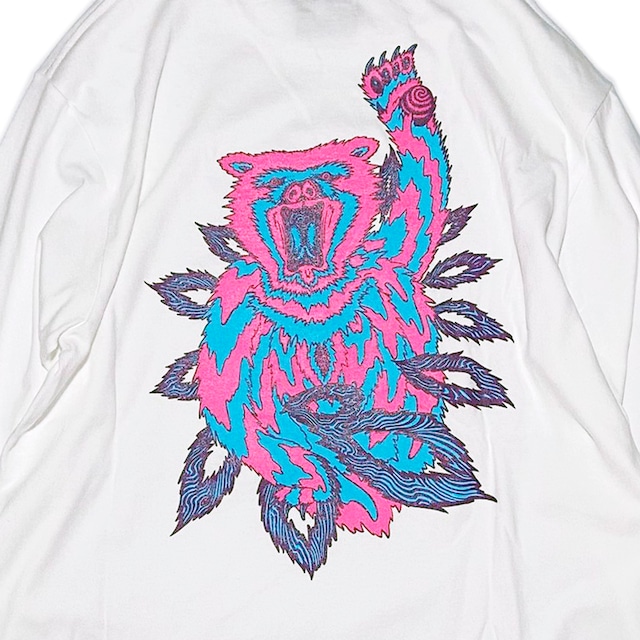 神眼芸術×FLYOVER『Booooooooo』Long sleeve T-shirt (White)