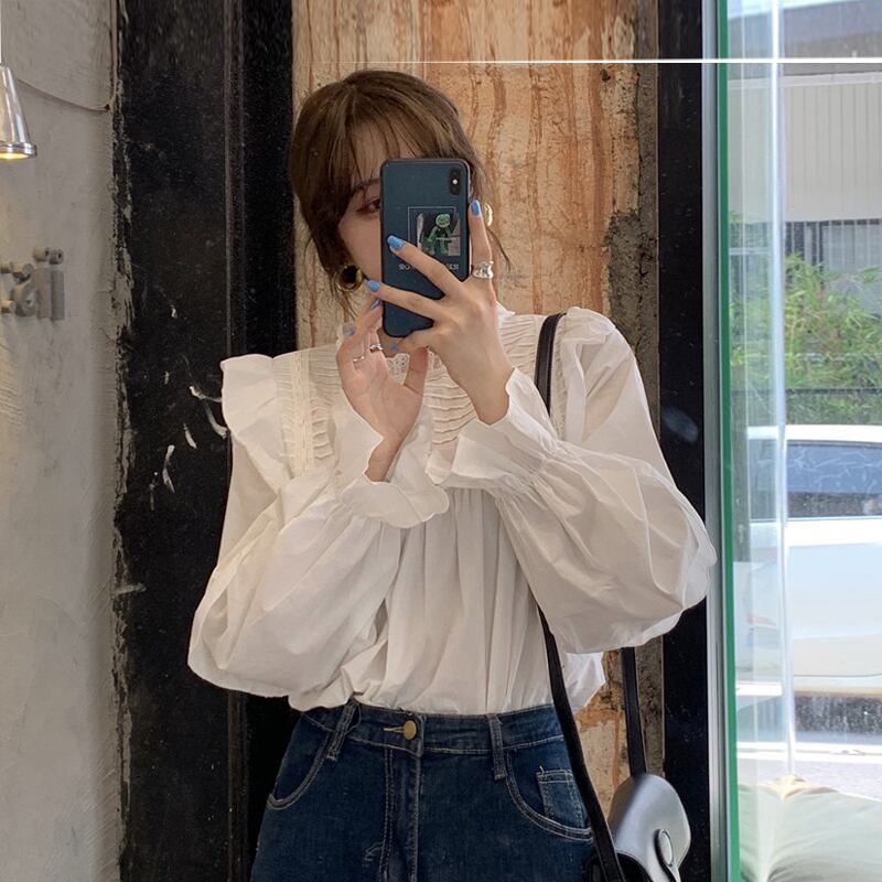 レーススリーブシャツ スプリングドレス ホワイト 春物 YY-ファッション59897946440