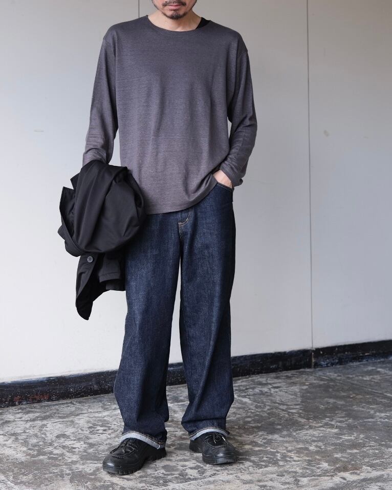 Men's BATONER” NORMANDY LINEN BASQUE SHIRT GRAY | Lapel online store