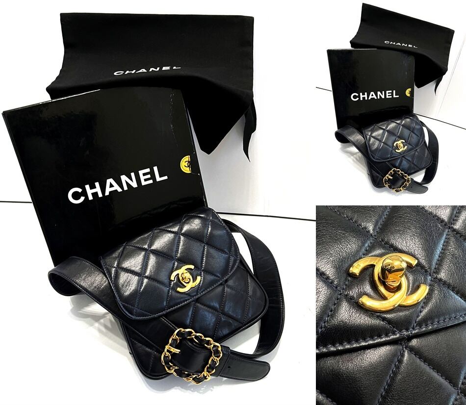 CHANEL ヴィンテージ シャネル ミニ マトラッセ ウエストバッグ クロス