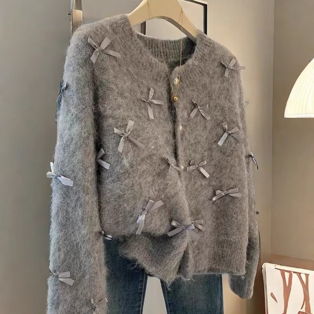 Luxury Women’s Bow Detail Knit Cardigan (ME267)