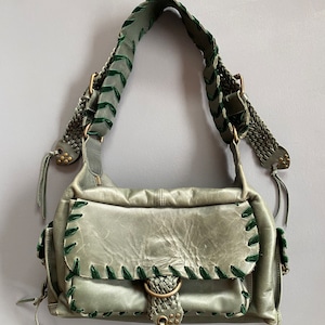 khaki leather shoulder bag