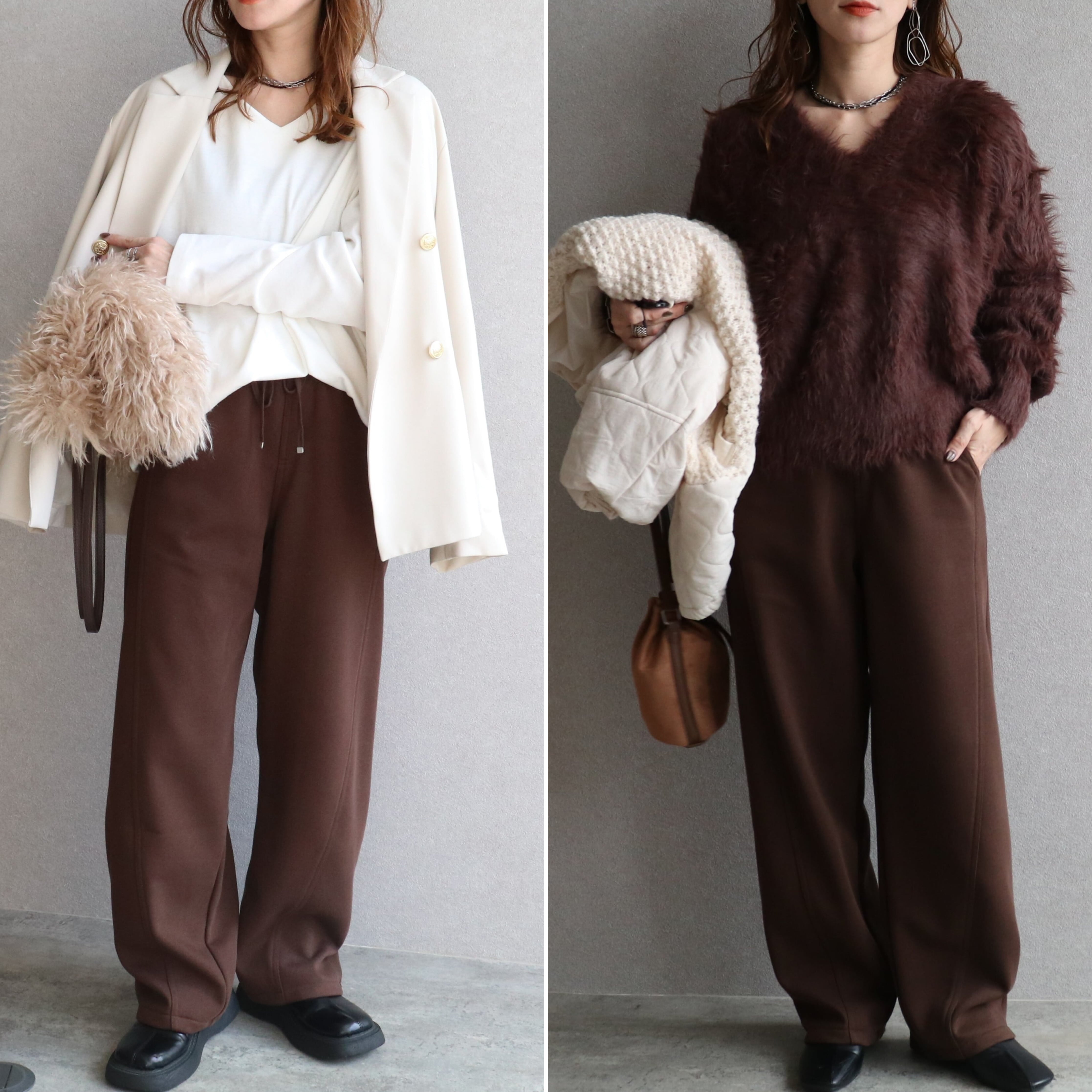 裏ミンクファータッチ切替カーブパンツ【y2852-z】メール便送料無料