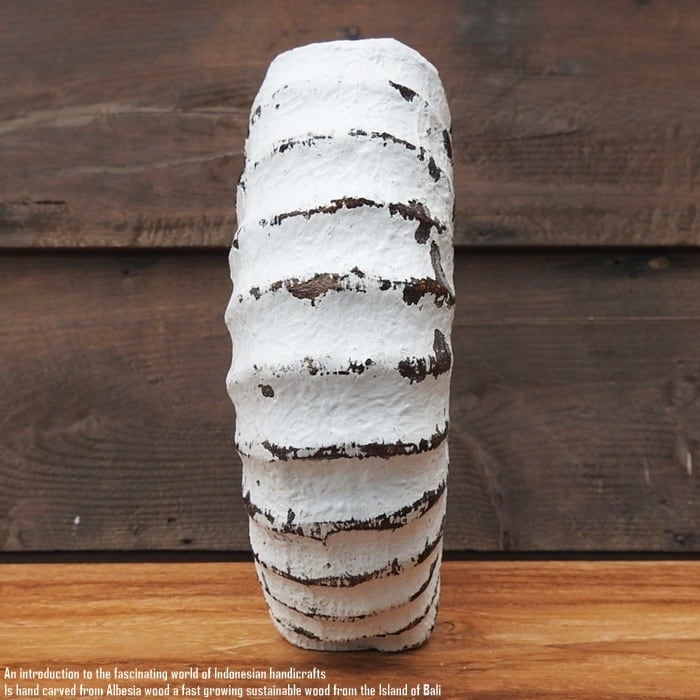 木製 オブジェ オウムガイ Lサイズ 21cm 貝 ホワイトウォッシュ 木彫り