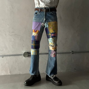 -Levi's- 70's 646 BIG E patchwork custom denim pants