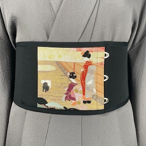 コルセット帯（舞妓・黒留袖より制作）Corset Obi(Maiko・Made of Kurotomesode Kimono)
