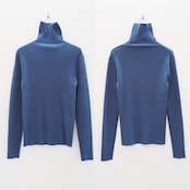 finger holes highneck rib knit/blue