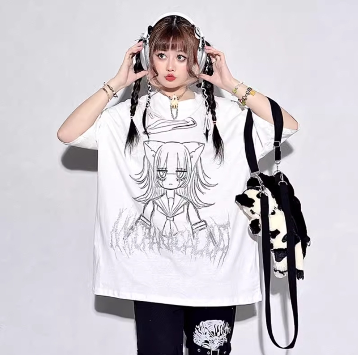 ゴスロリ通販 With U 半袖Tシャツ ゆったり ラウンドネック 地雷 