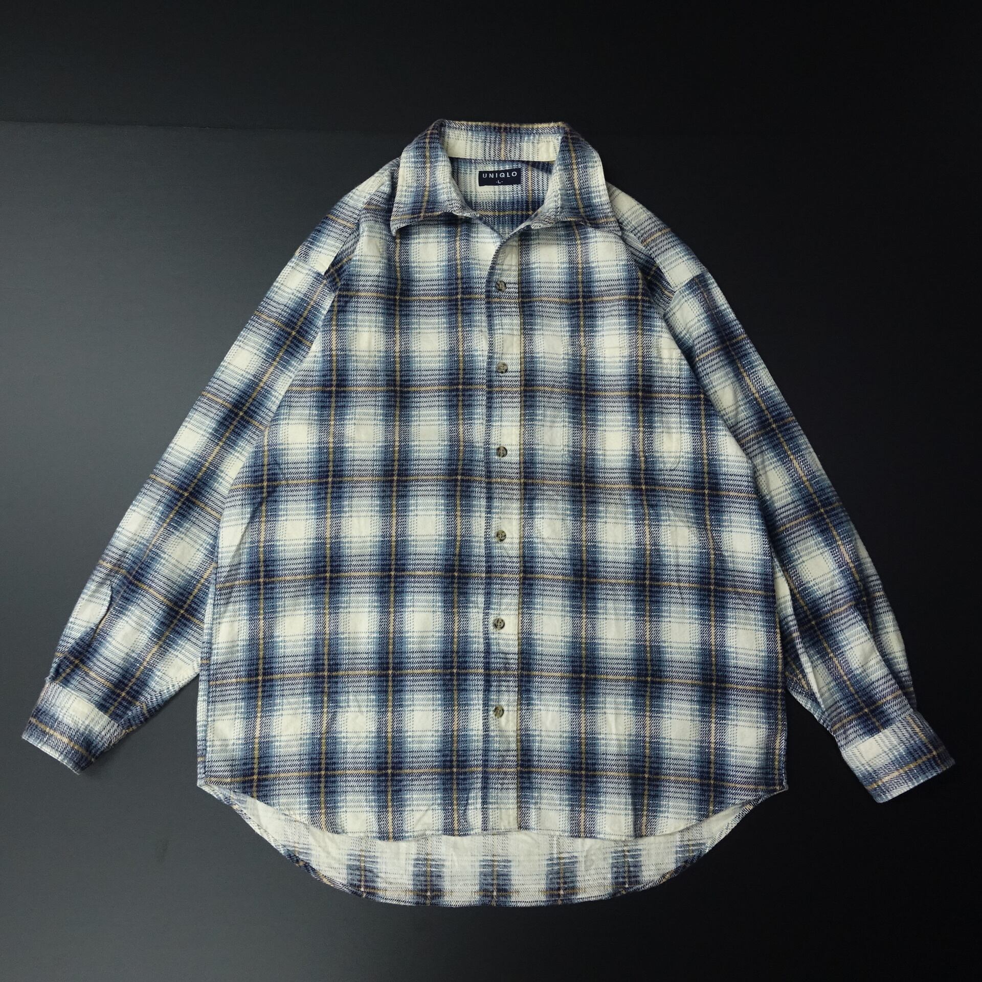 90s Vintage UNIQLO ユニクロ 長袖シャツ オンブレチェック フランネル 